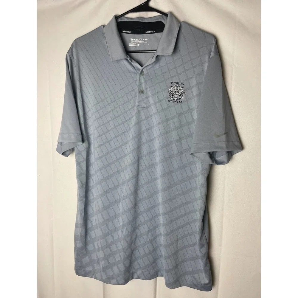 Nike Golf Whistling Straits Golf Course Men's Polo Shirt Gray Size Large